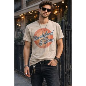 Mumford & Sons Cream 2012 Tour Band T Shirt Tee Top  Mens Size Medium